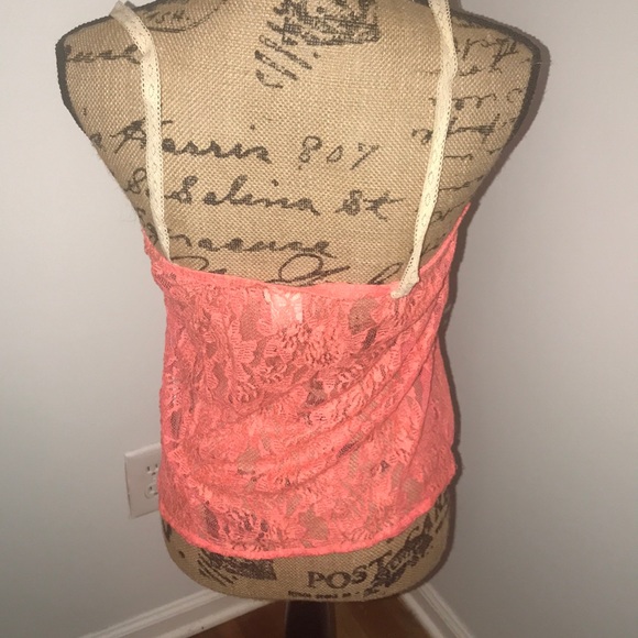 Daytrip coral color lace tank with beading detail - Picture 2 of 3